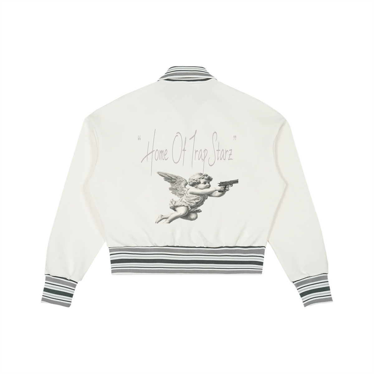 Striped Rib Collar Zip Jacket